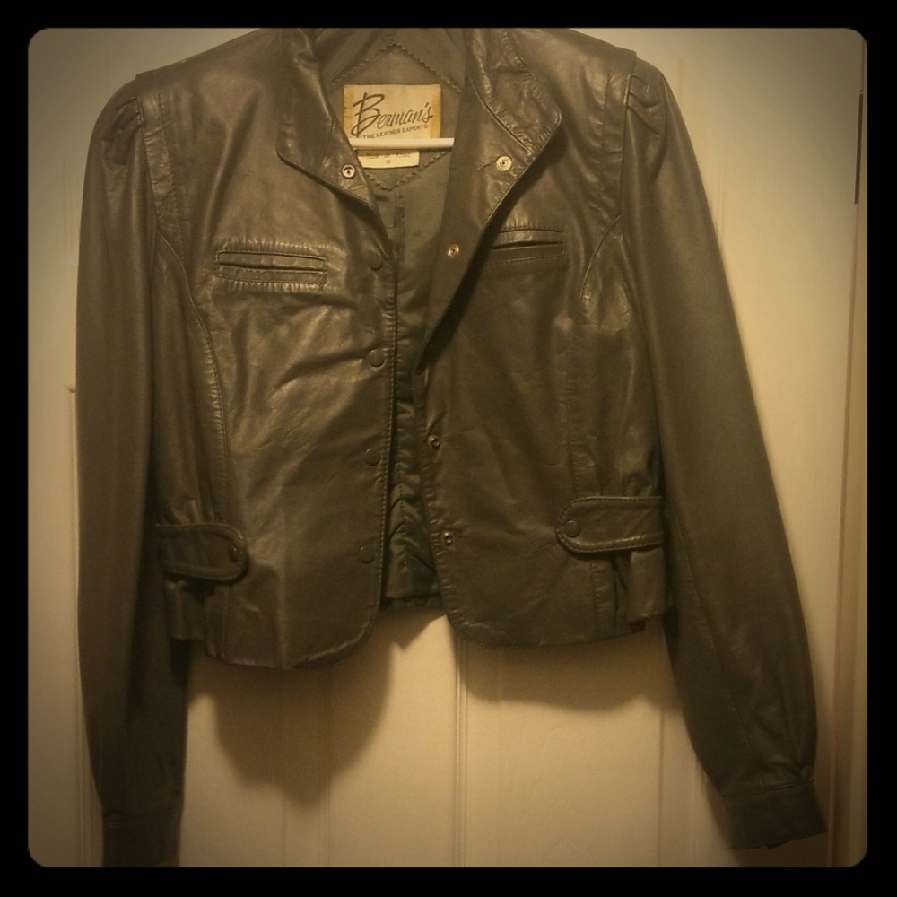 Vintage Gray Leather Jacket